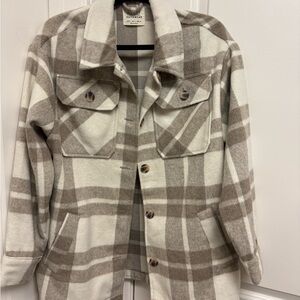 Ashley By 26 International Plaid Utility Jacket - Brown and Cream
